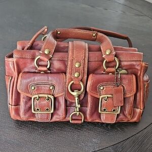 Cognac Brown Coach Bag With Beautiful Hardware And Dust Bag